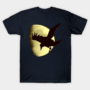 Nocturnal Crow Silhouetted Against A Harvest Moon Halloween Art T-Shirt